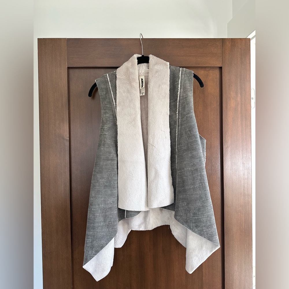 Gray Anthropologie Vest with fur lining